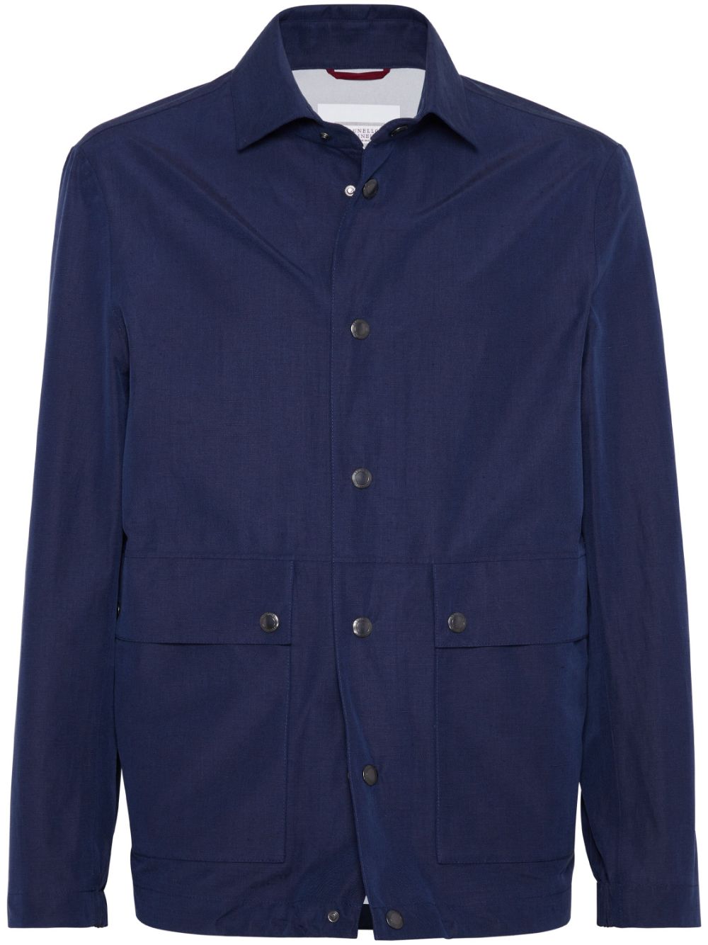 Brunello Cucinelli Linen-silk Shirt Jacket In Blue
