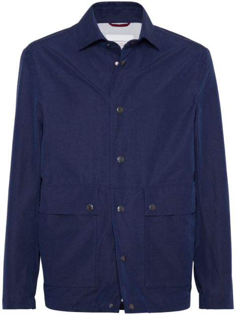 Brunello Cucinelli linen-silk shirt jacket Men