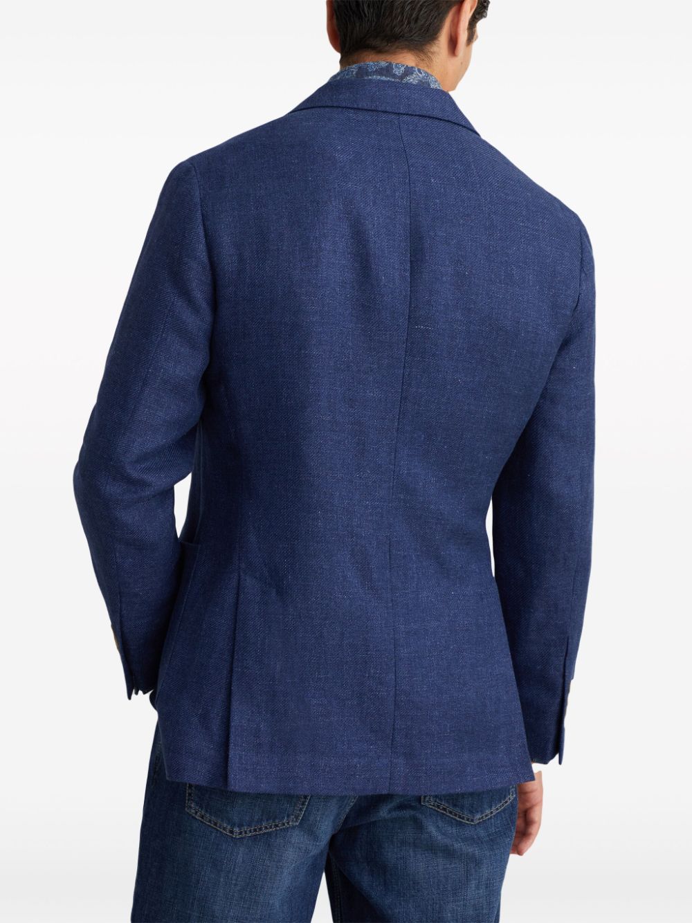 Brunello Cucinelli Blazer met enkele rij knopen en puntige revers Blauw