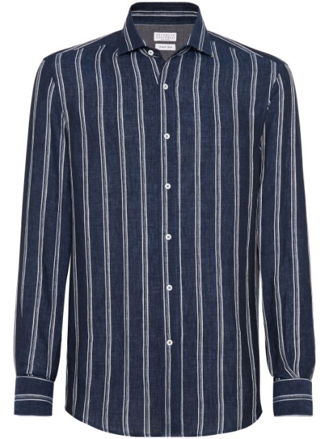 Brunello Cucinelli striped chambray linen shirt Men