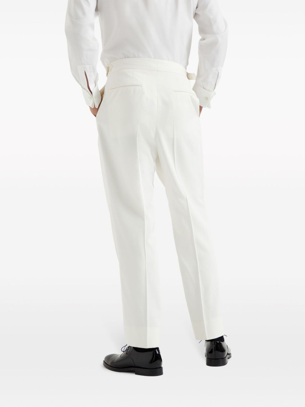 Shop Brunello Cucinelli Straight-leg Silk Trousers In White