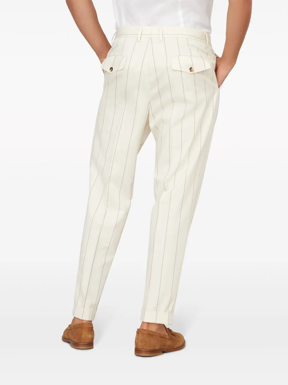 Brunello Cucinelli Gestreepte pantalon van wolblend Beige