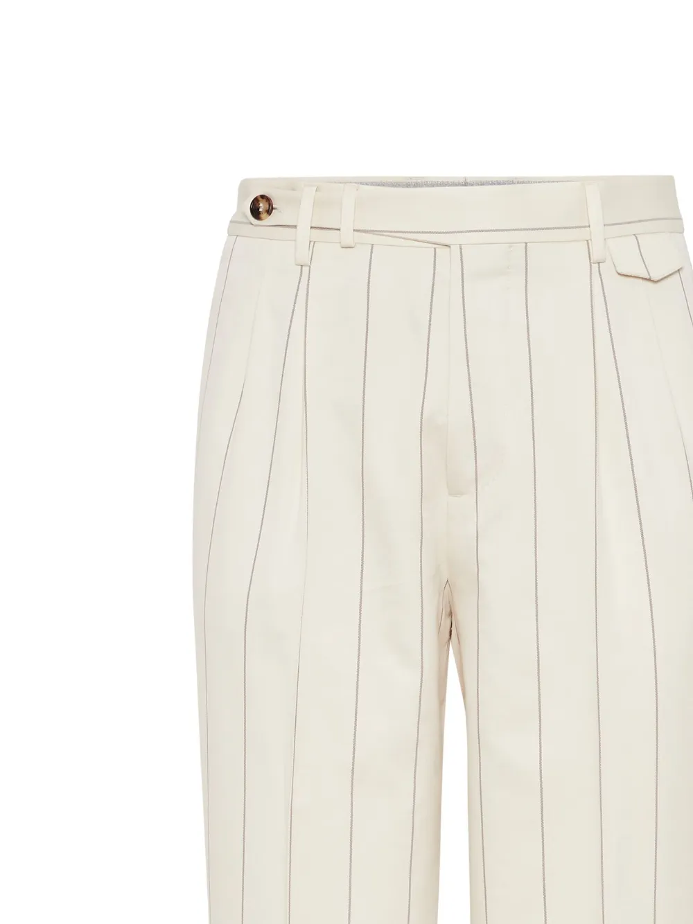 Brunello Cucinelli Gestreepte pantalon van wolblend - Beige