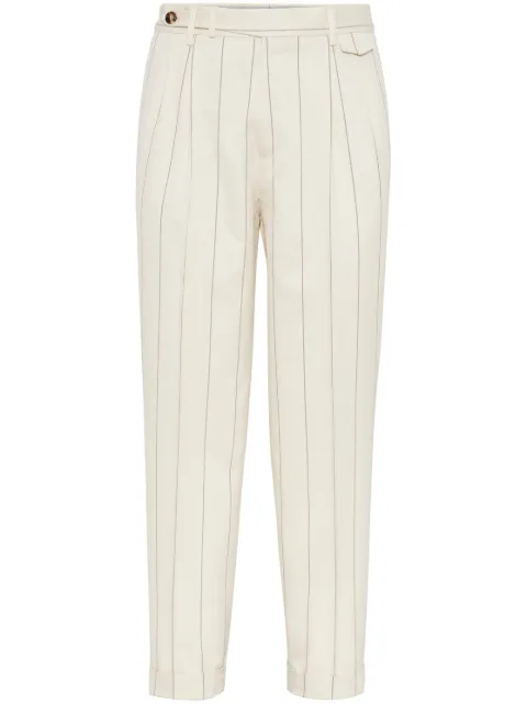 Brunello Cucinelli stripe-pattern wool-blend tailored trousers 
