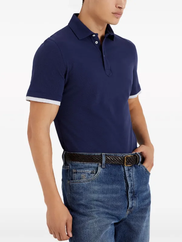 【関税＆送料込み】Brunello Cucinelli Cotton Piquet Polo T- Cobalt blue Cotton-Piqué Polo Shirt | BRUNELLO CUCINELLI