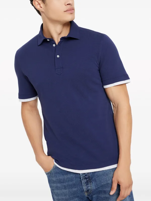 【送料&関税込】Brunello Cucinelli Polo Shirt Cotton polo shirt in blue - Brunello Cucinelli | Mytheresa