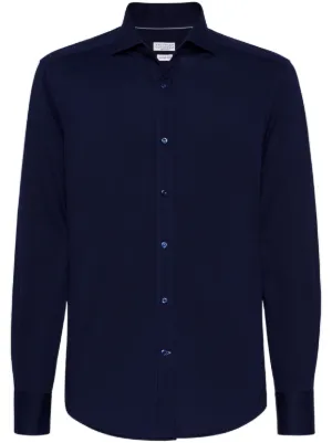 Giorgio Armani Seersucker Zip Shirt | Blue | FARFETCH