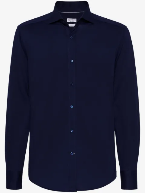 Brunello Cucinelli spread-collar cotton shirt