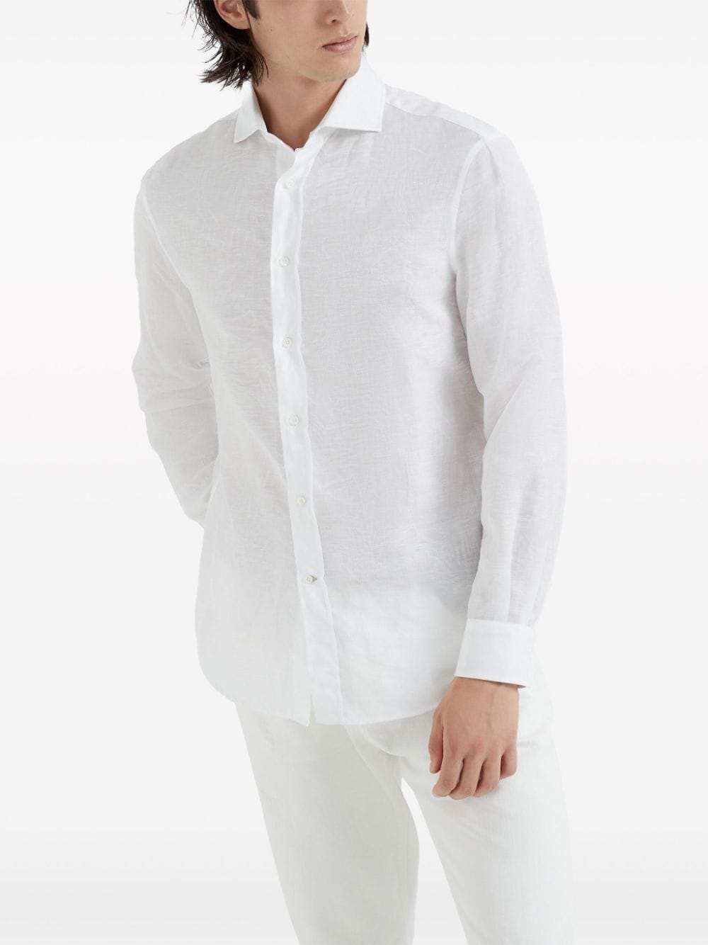 Brunello Cucinelli Overhemd van katoenblend Wit