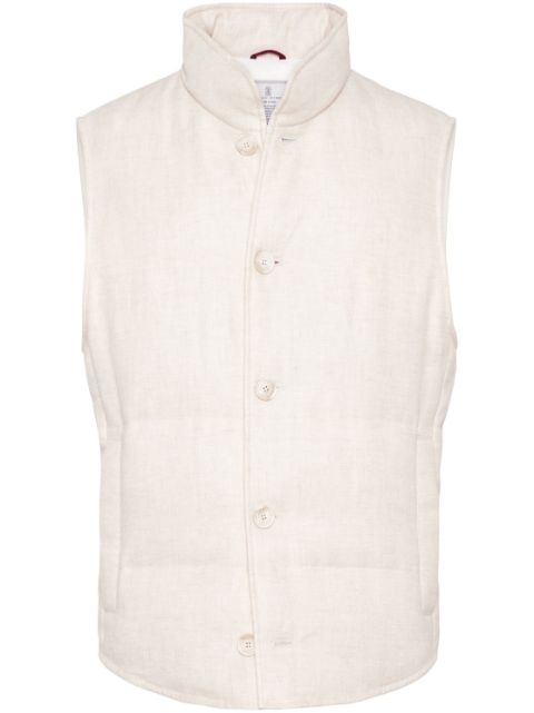 Brunello Cucinelli high-neck linen-blend gilet Men