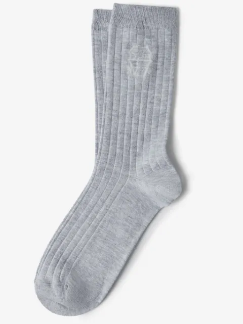 Brunello Cucinelli calcetines tejidos con logo en intarsia