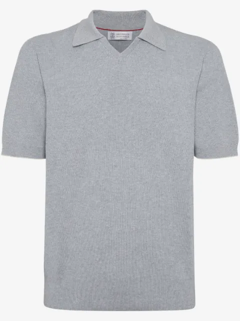 Brunello Cucinelli cotton English rib knit polo