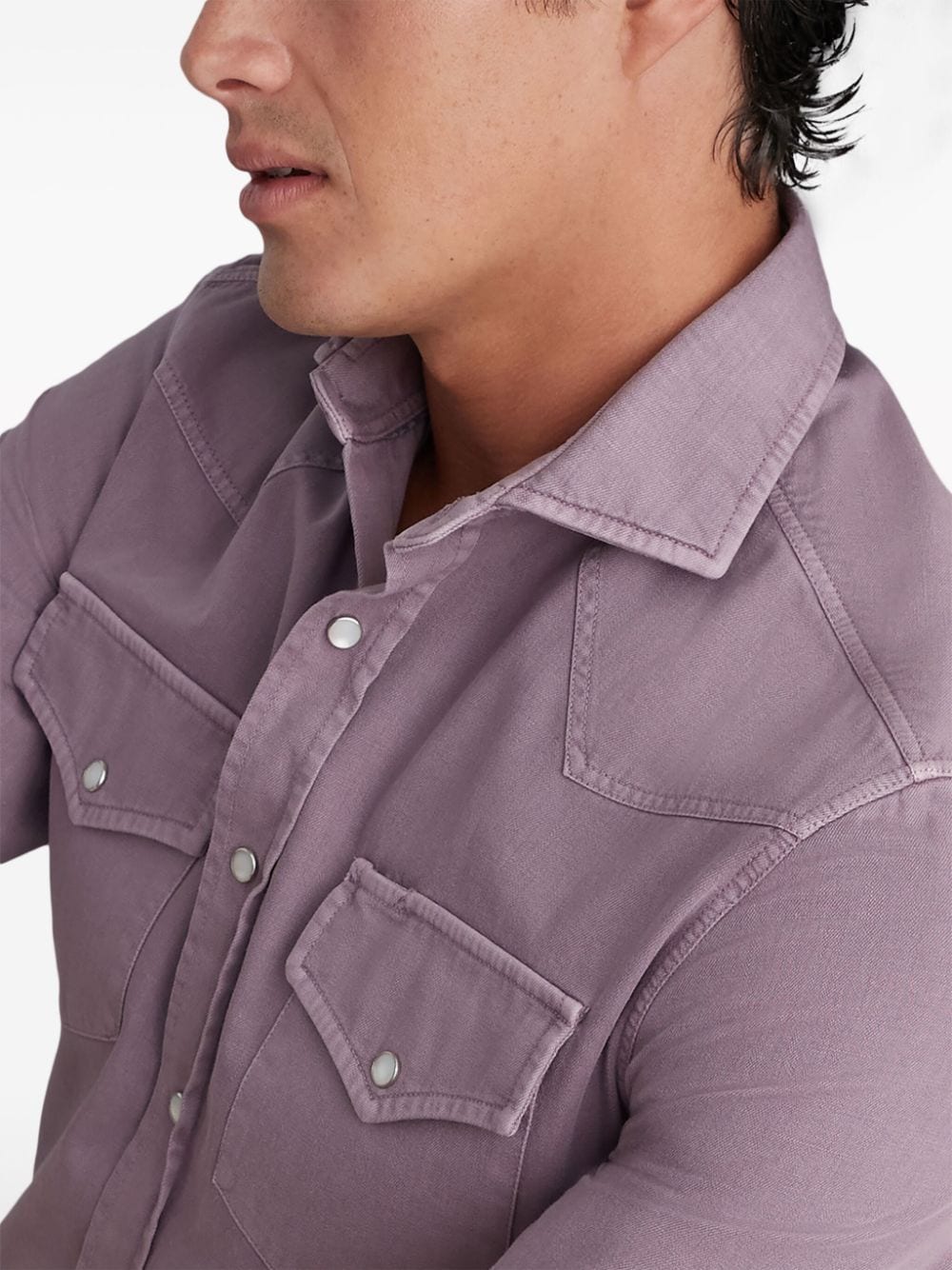 Shop Brunello Cucinelli Spread-collar Cotton Shirt In Violett