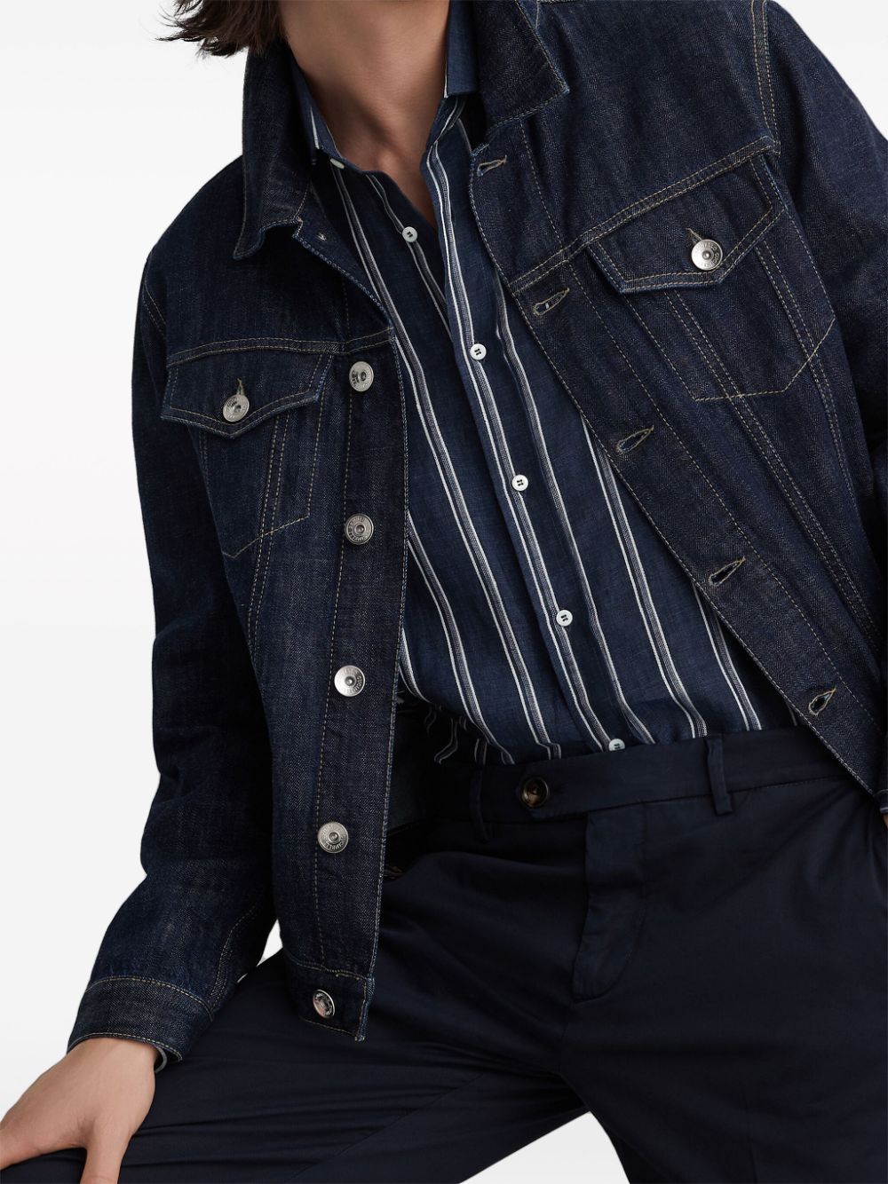 Shop Brunello Cucinelli Classic-collar Cotton Denim Jacket In Blue