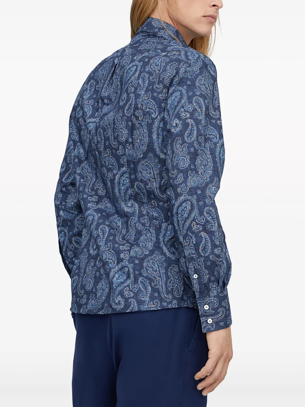 Brunello Cucinelli Paisley Cotton Shirt In Blau