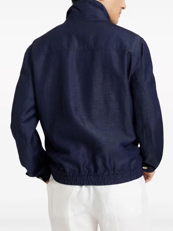 Brunello Cucinelli spread-collar Bomber Jacket | Blue | FARFETCH