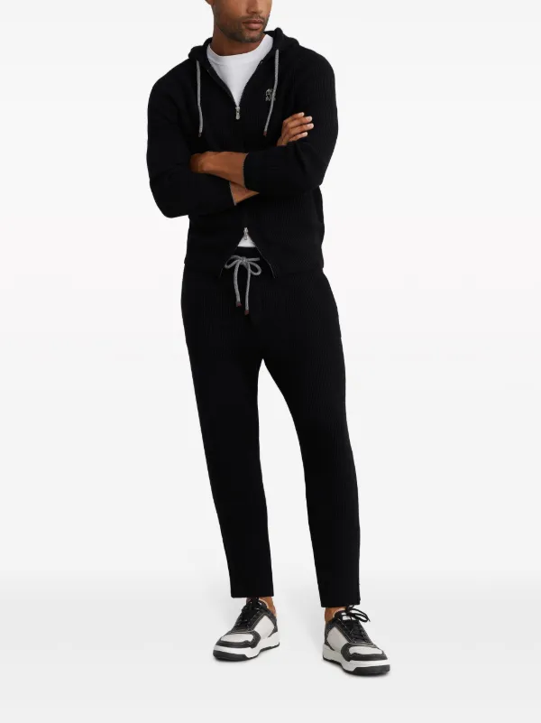 Brunello Cucinelli ribbed-knit Cashmere zip-up Hoodie