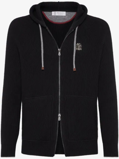 Brunello Cucinelli ribbed-knit cashmere zip-up hoodie