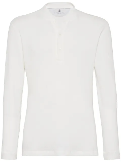 Brunello Cucinelli waffle-knit cotton Henley T-shirt