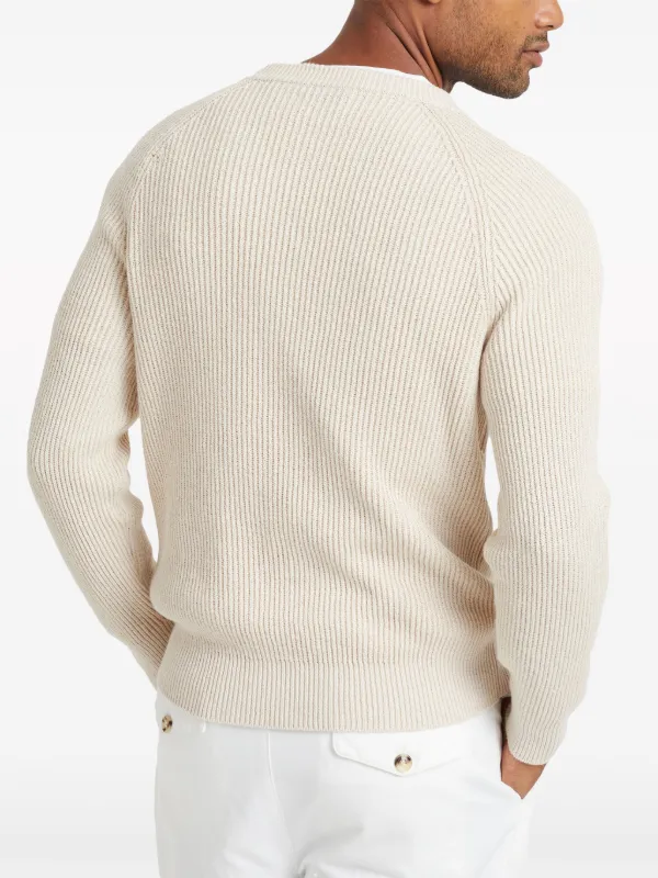 Brunello Cucinelli crew-neck ribbed-knit Jumper | Neutrals | FARFETCH