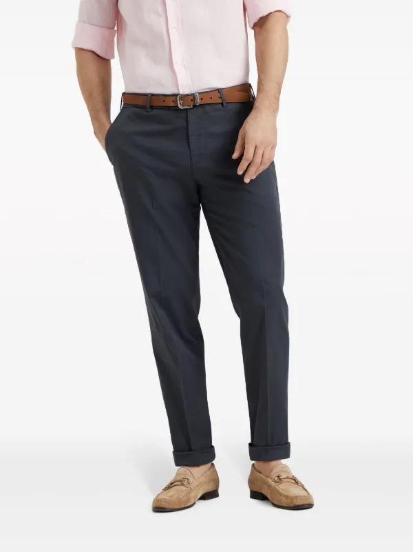 【送料&関税込】Brunello Cucinelli Loose Fit Cotton Trousers Brunello Cucinelli straight-leg cotton-blend Trousers | Blue
