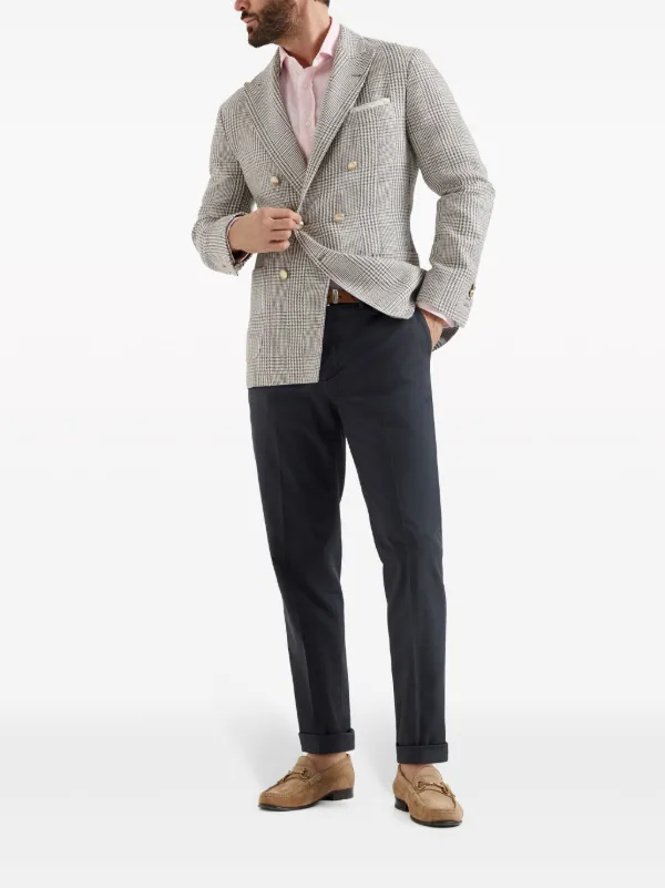 Brunello Cucinelli straight-leg cotton-blend Trousers | Blue