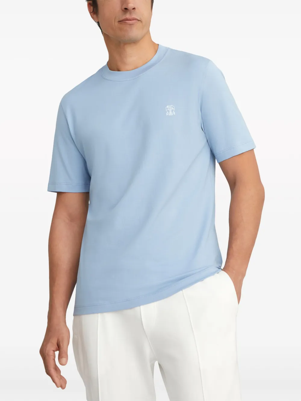 Brunello Cucinelli Katoenen T-shirt met logoprint Blauw