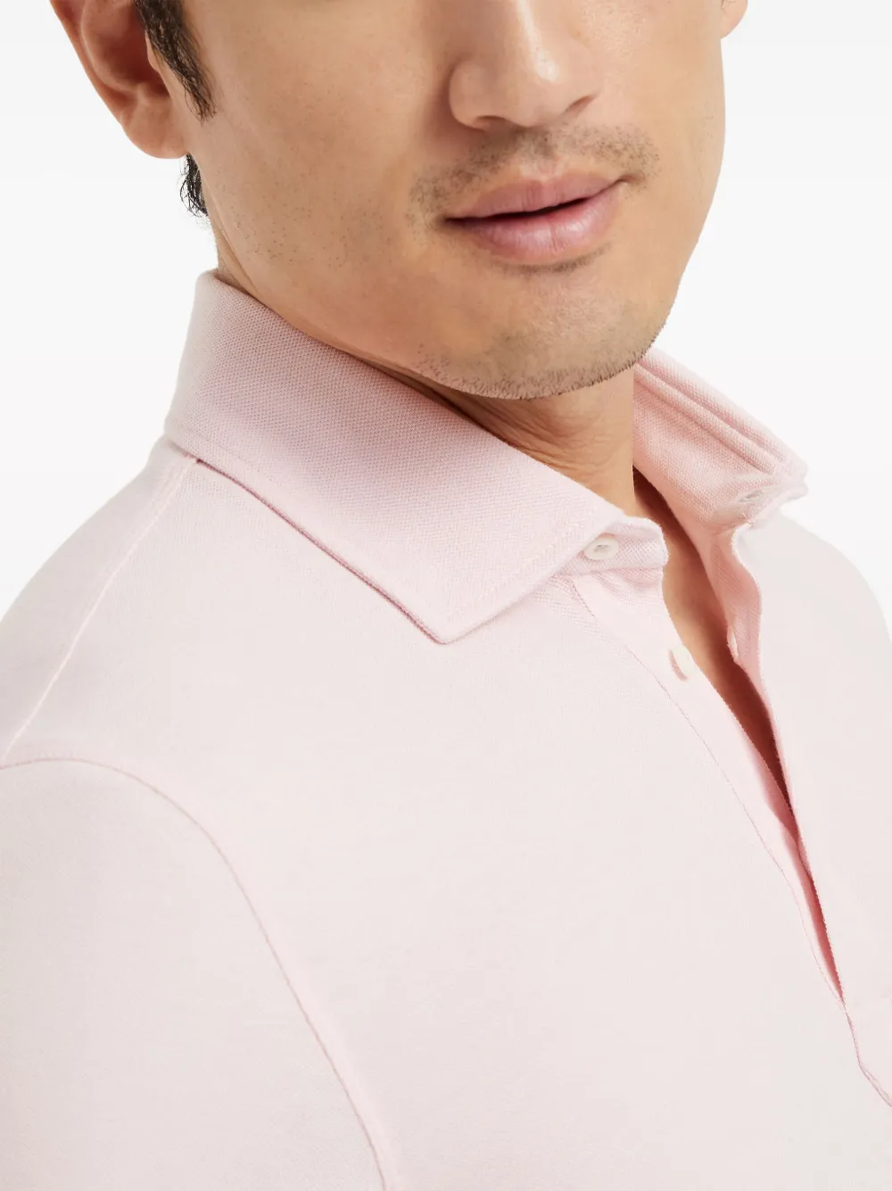 Shop Brunello Cucinelli Button-fastening Cotton Polo Shirt In Pink