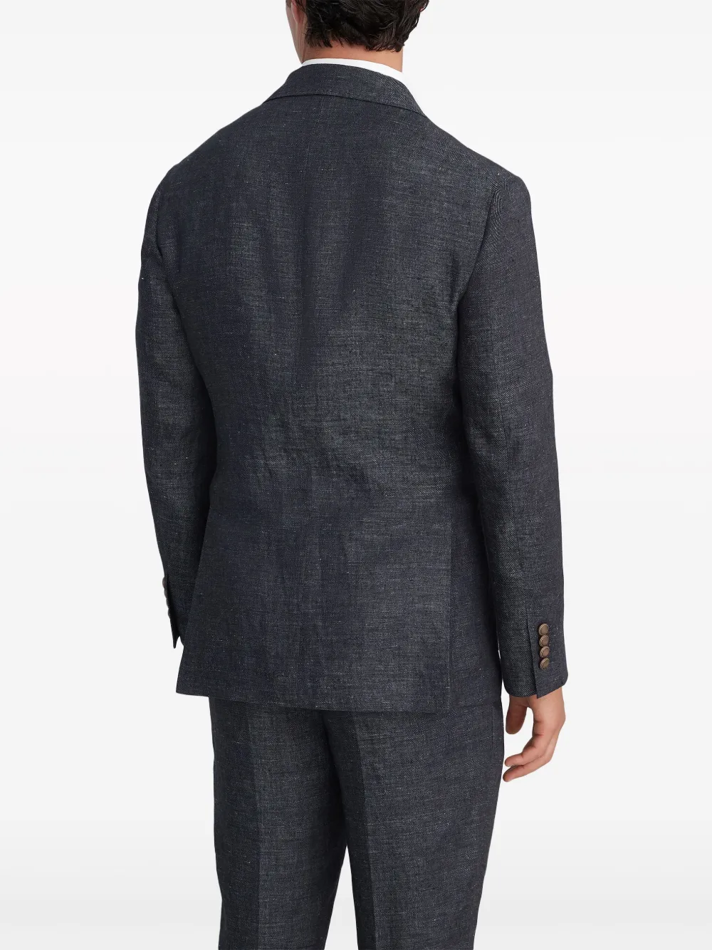 Brunello Cucinelli Linnen blazer met dubbele rij knopen Zwart