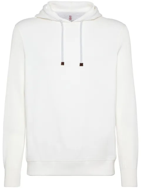 Brunello Cucinelli ribbed-sleeve cotton hoodie