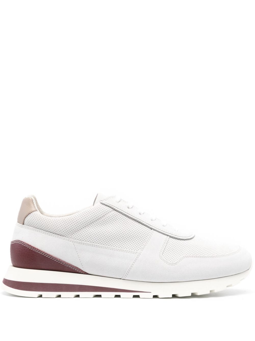 Brunello Cucinelli Panelled Suede Sneakers In White