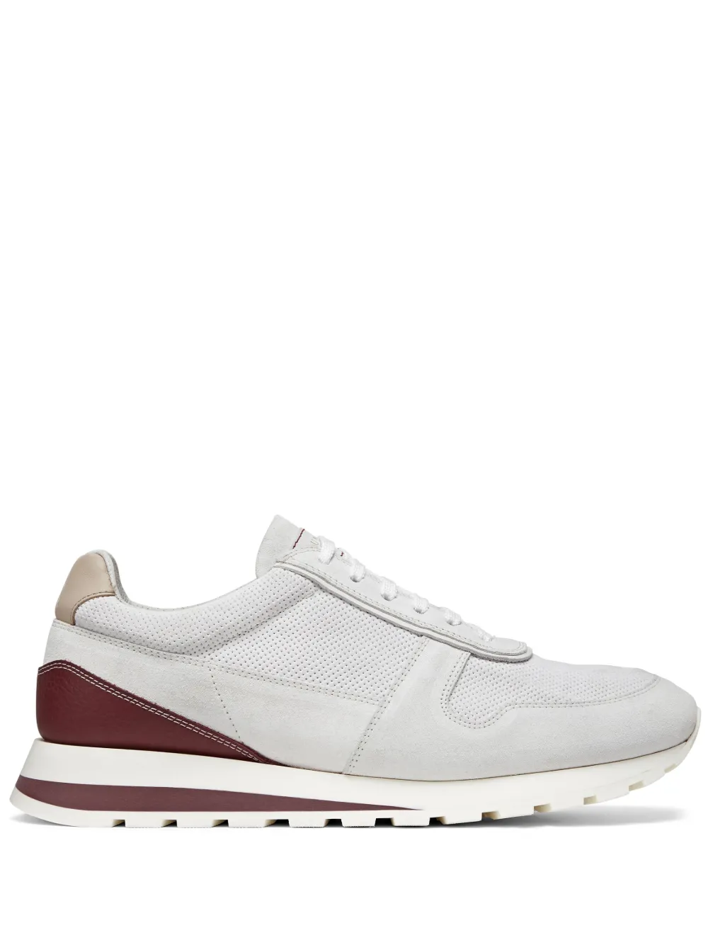 Brunello Cucinelli Panelled Leather Sneakers In White