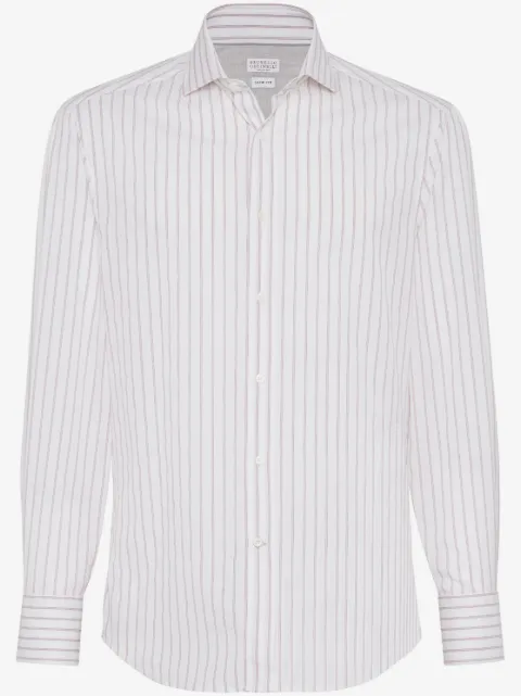 Brunello Cucinelli camisa con rayas estampadas