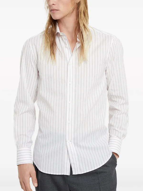 Brunello Cucinelli Striped Cotton Shirt | White | FARFETCH AO