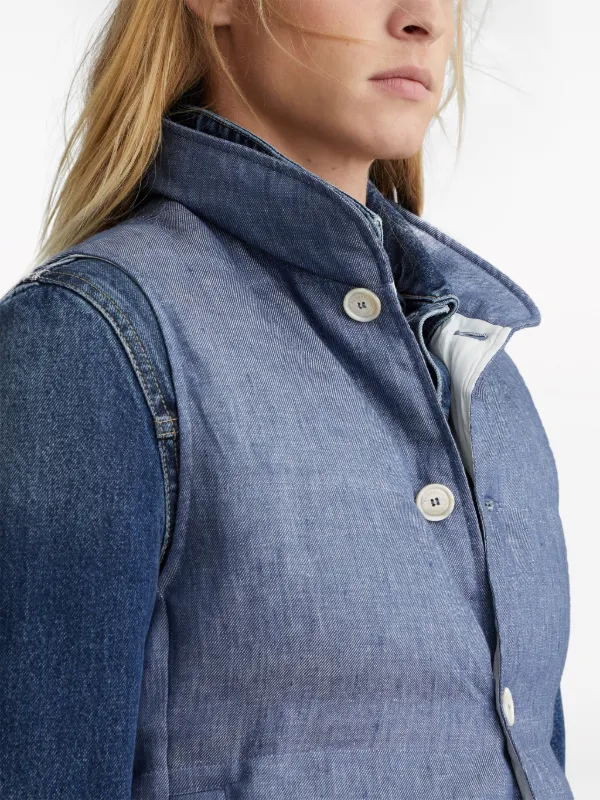 Brunello Cucinelli Padded Linen Gilet | Blue | FARFETCH
