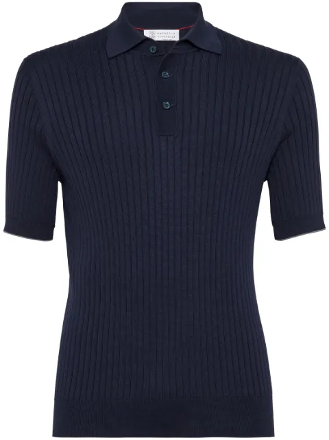 Brunello Cucinelli playera tipo polo tejida de canalé