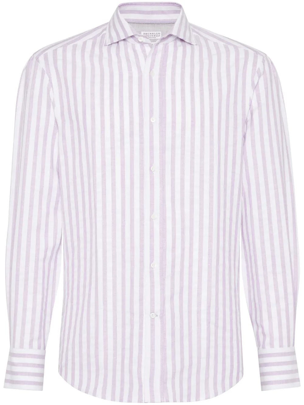 Brunello Cucinelli Striped Cotton Shirt In Purple