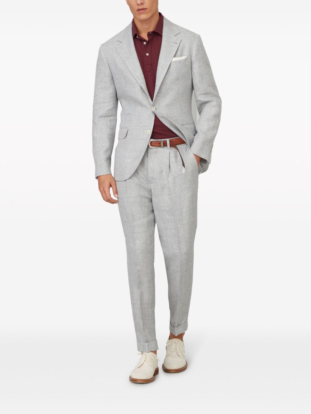 Shop Brunello Cucinelli Notched-lapels Single-breasted Blazer In Grey