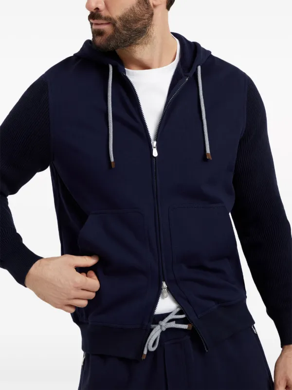BRUNELLO CUCINELLI☆ジップパーカー☆ Brunello Cucinelli - Navy Full Zip Hoodie | Mitchell Stores
