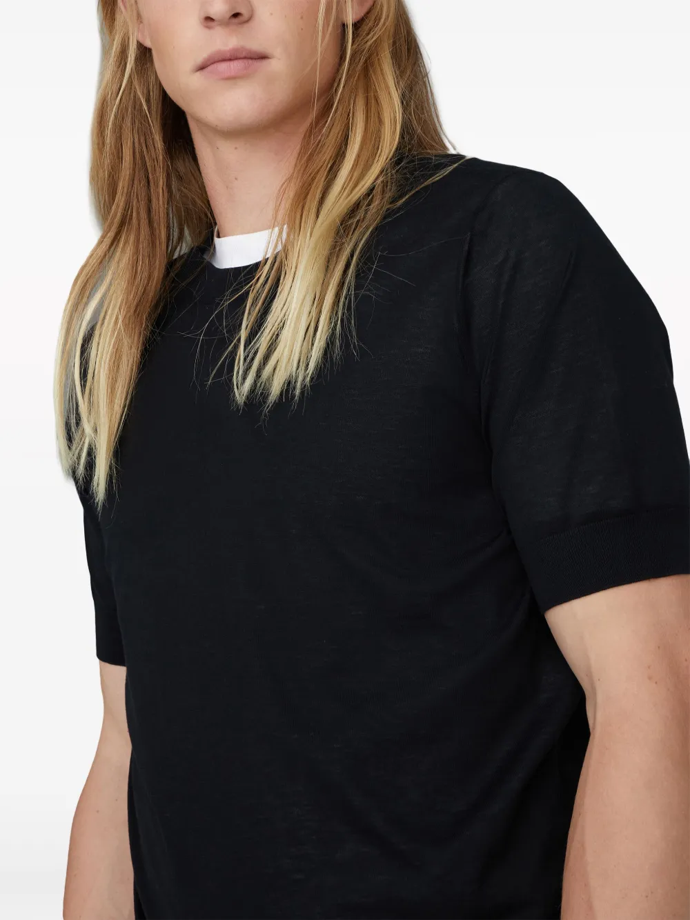 Brunello Cucinelli Fijngebreid T-shirt Zwart