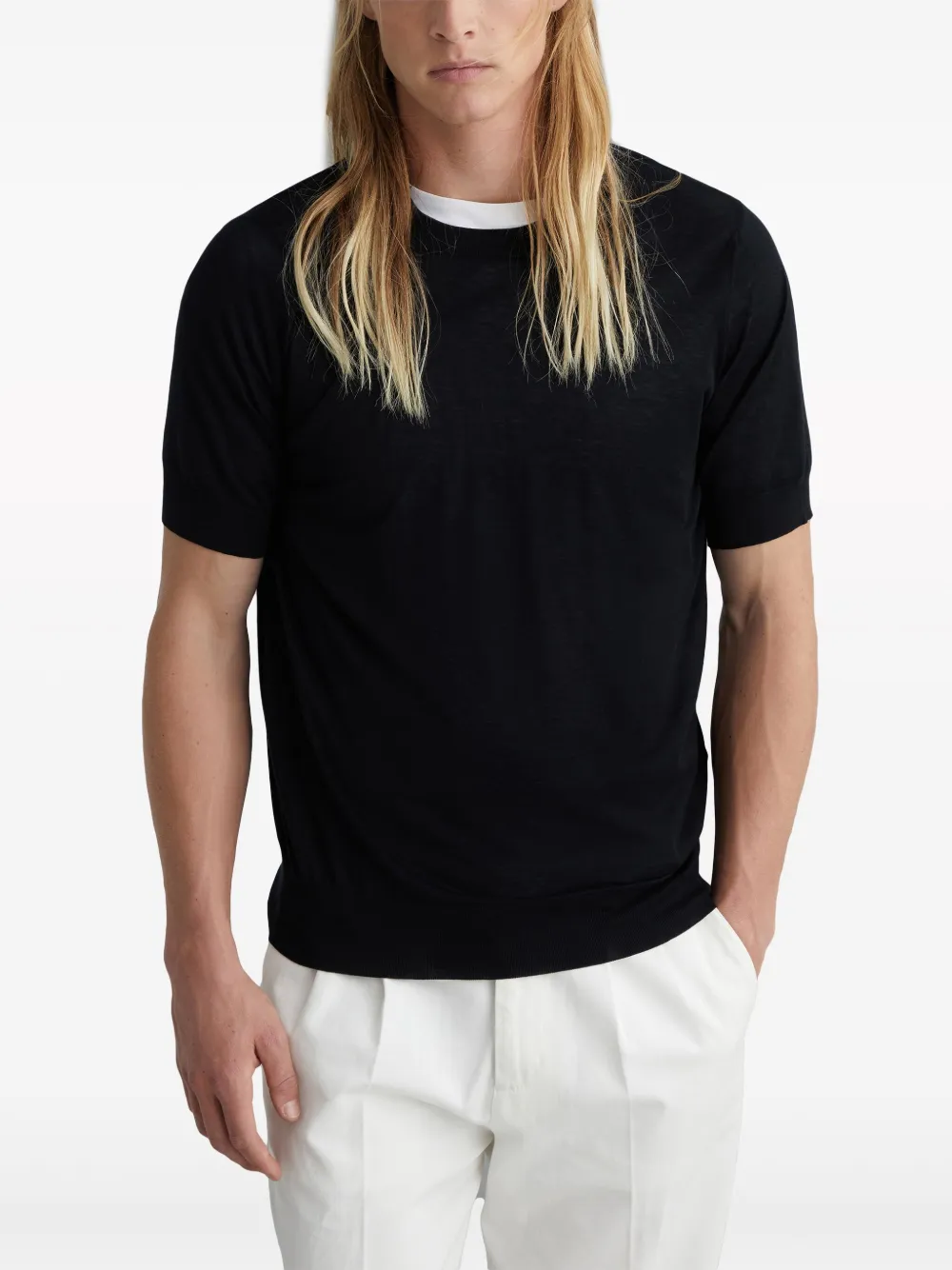 Brunello Cucinelli Fijngebreid T-shirt Zwart