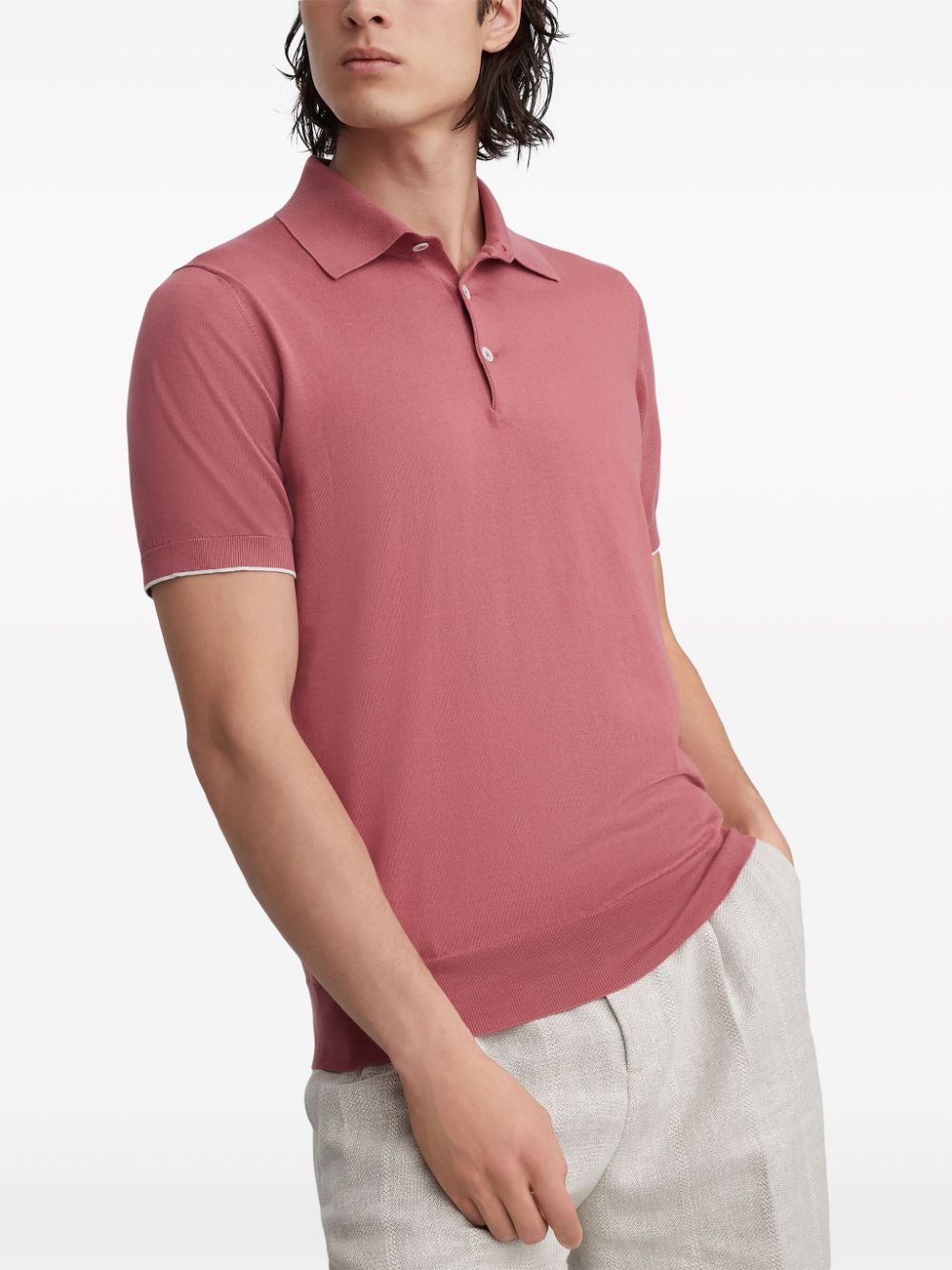 Shop Brunello Cucinelli Fine-knit Polo Shirt In Rot