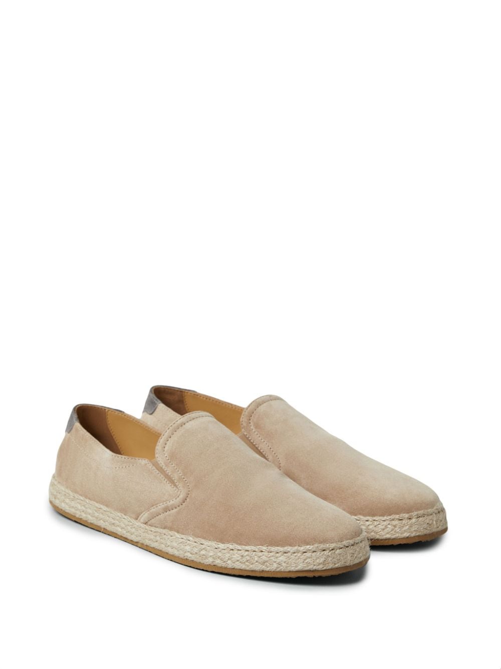 Shop Brunello Cucinelli Almond-toe Leather Loafers In Brown