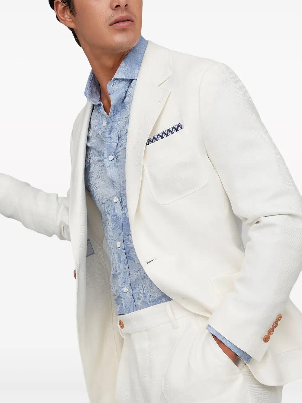 Shop Brunello Cucinelli Single-breasted Linen Blazer In White