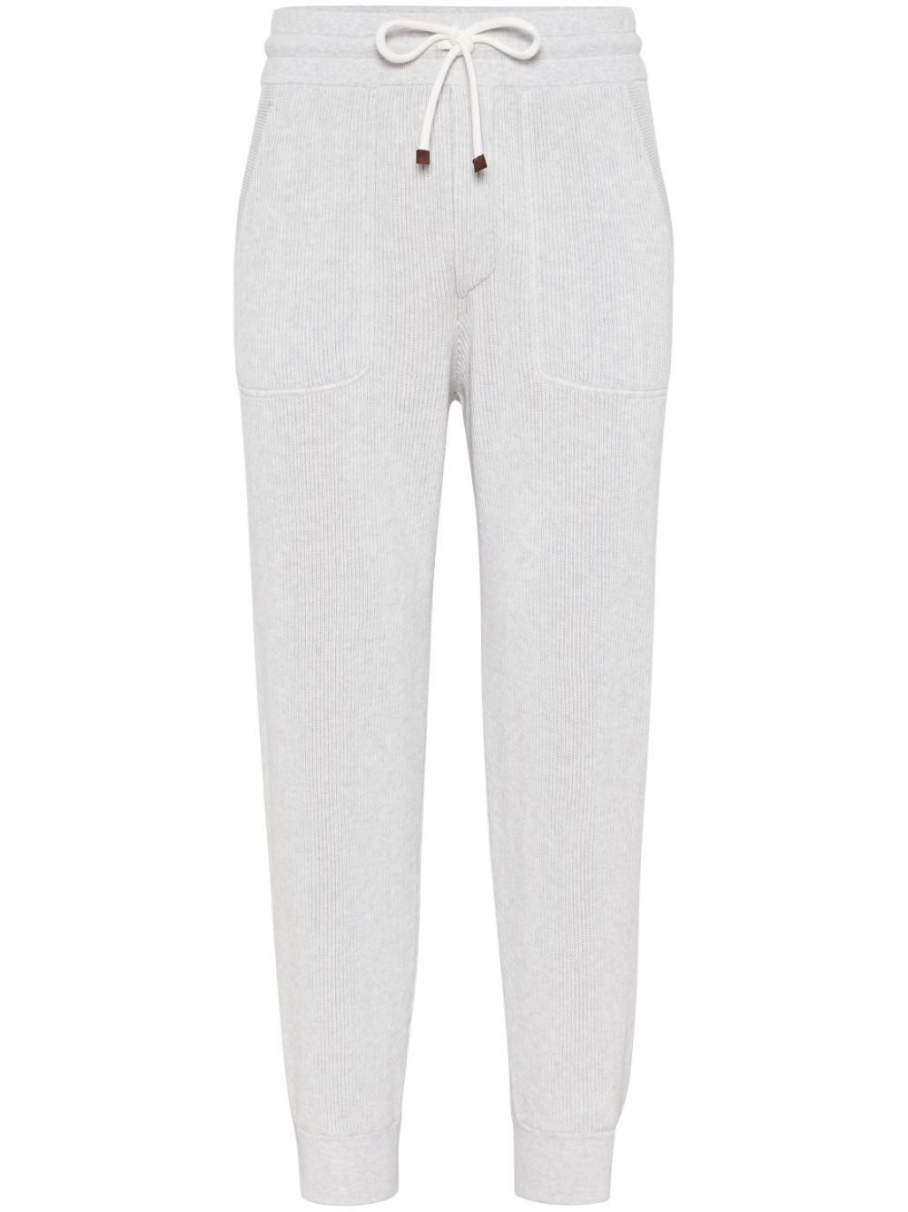 Brunello Cucinelli Jersey-texture Cotton Track Pants In White