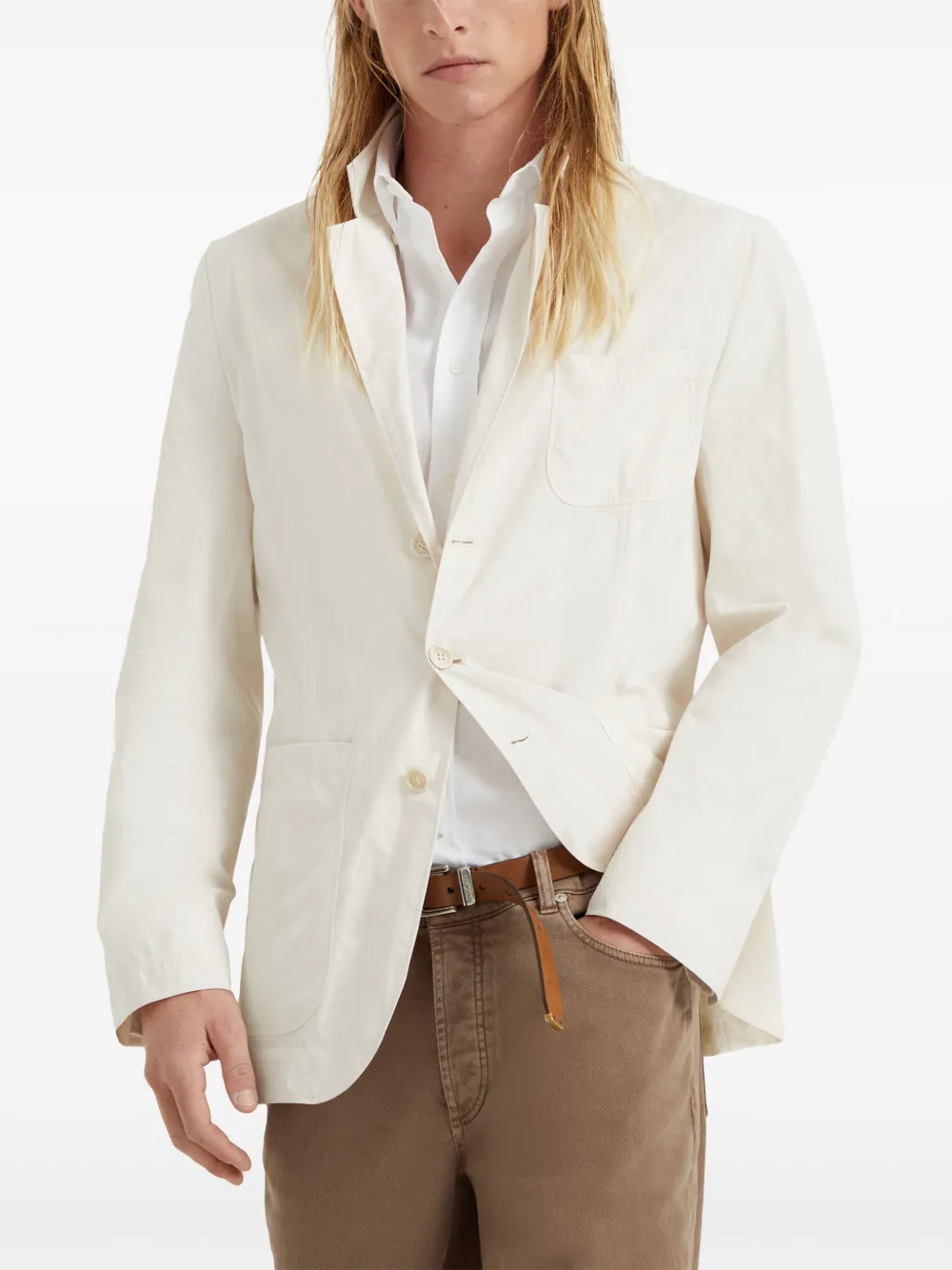 Brunello Cucinelli Blazer met enkele rij knopen Wit