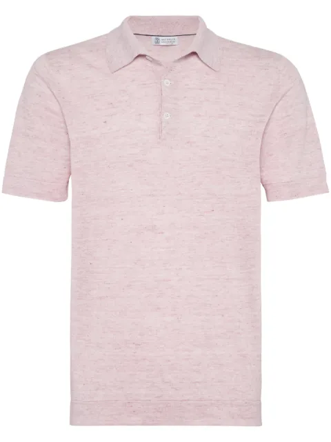 Brunello Cucinelli ribbed-collar slub-texture polo shirt