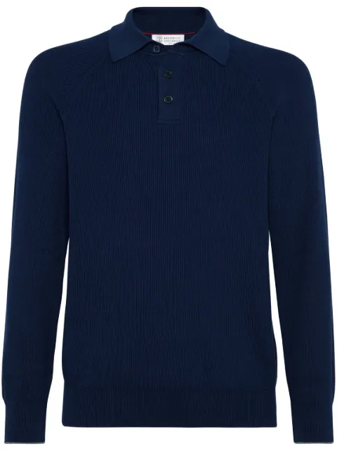 Brunello Cucinelli ribbed-knit polo jumper