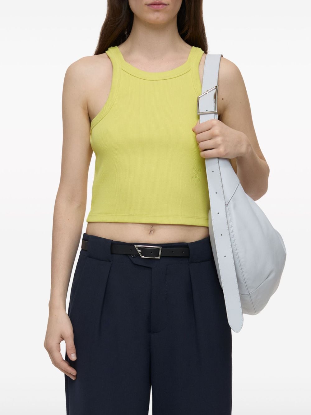 Closed ribbed cropped tank top - Geel
