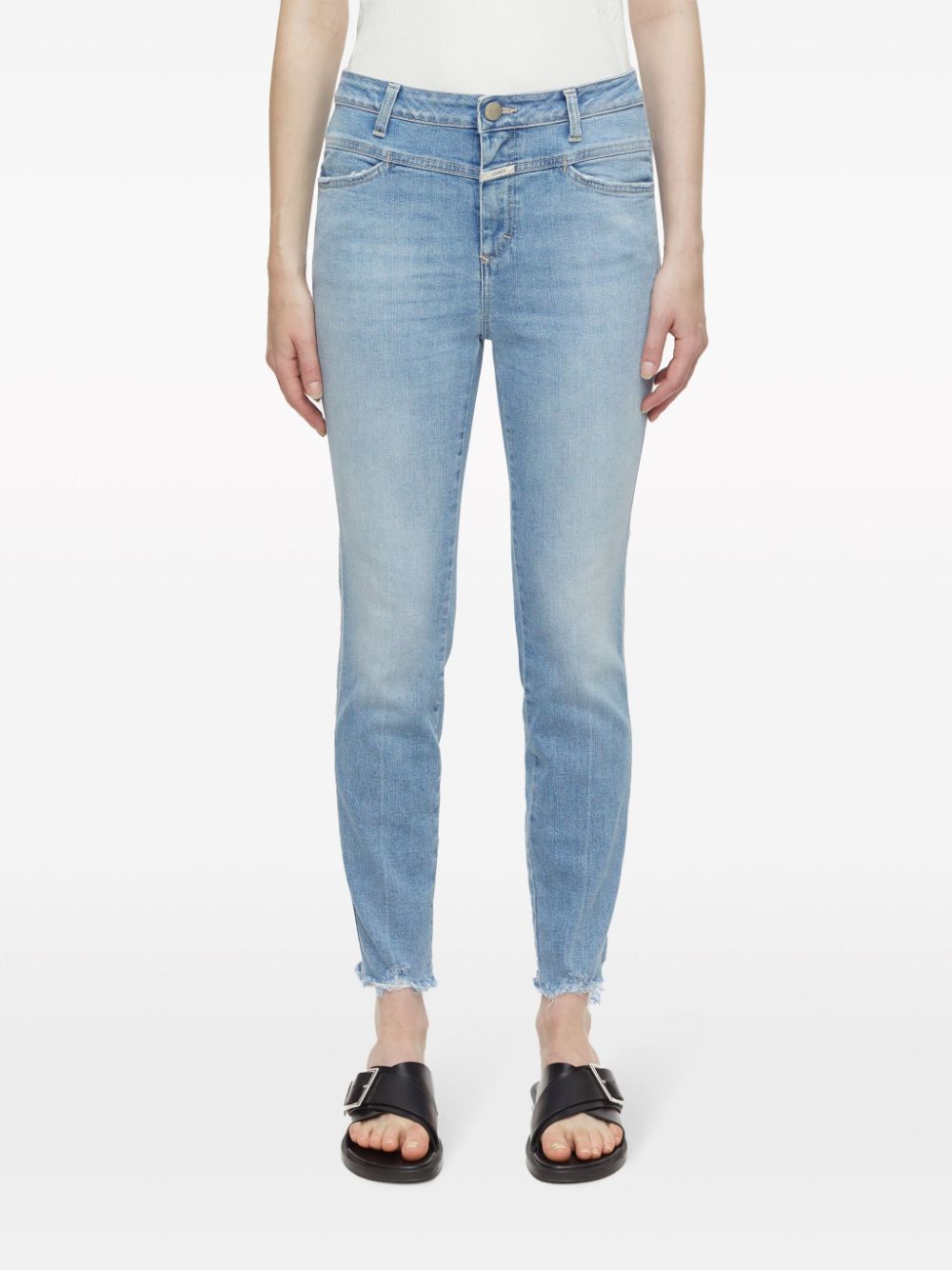 Shop Closed Skinny Pusher Cropped Jeans In Blue